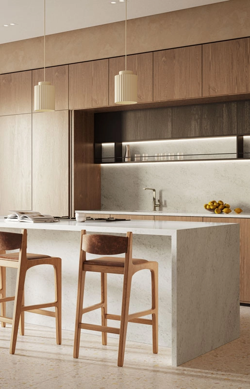 Caesarstone 5444 Lunar Frost Kitchen