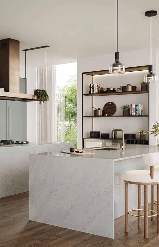 Caesarstone 5444 Lunar Frost Kitchen