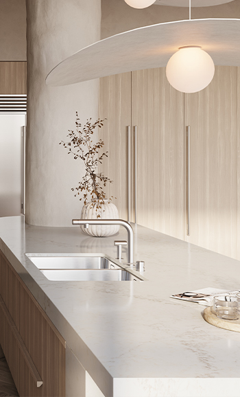 Caesarstone 8100 Calacatta Lacebound Kitchen with ICON surface