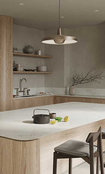 Caesarstone 8100 Calacatta Lacebound Kitchen with ICON surface