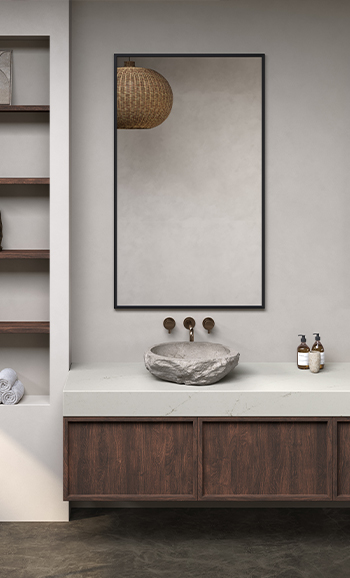 Caesarstone 5102 Laceline Bathroom with ICON surface