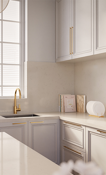 Caesarstone 5146 Misty River Kitchen with ICON surface