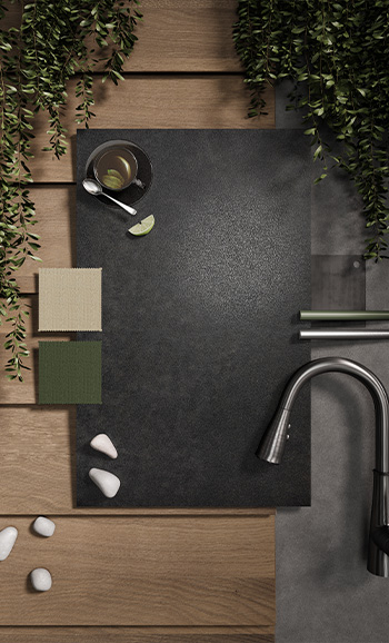 Caesarstone Porcelain black 311 Graphite Metal surface