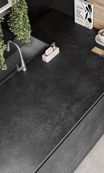 Caesarstone Porcelain black 311 Graphite Metal surface