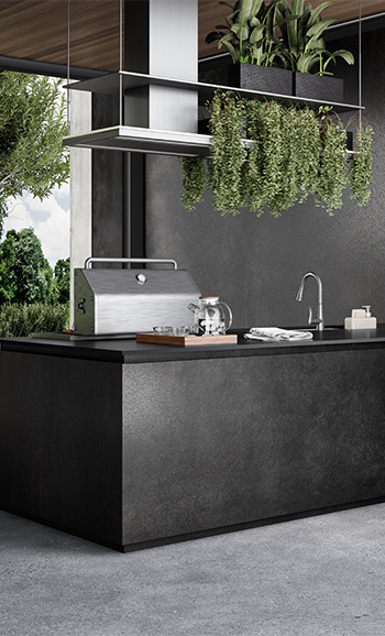 Caesarstone Porcelain black 311 Graphite Metal surface
