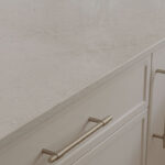 Caesarstone 5444 Lunar Frost surfaces in Ebop Building home - kitchen and bathroom